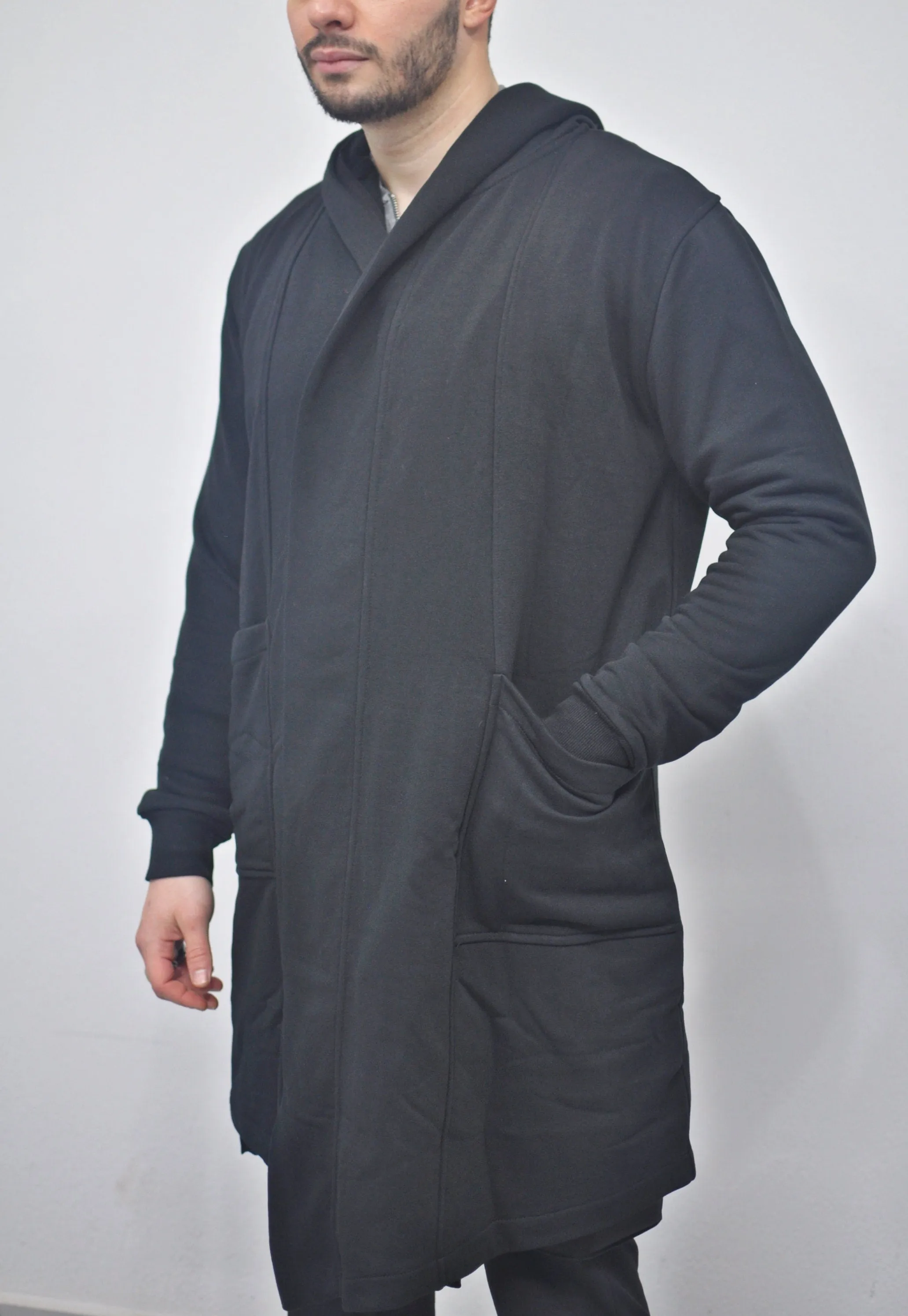 XS-8XL Ashassin Oversize Overlong Black Loose Cardigan with Hood,Side Pockets Cloak,Cyberpunk Techwear Cape Coat, Futuristic Clot- BB159