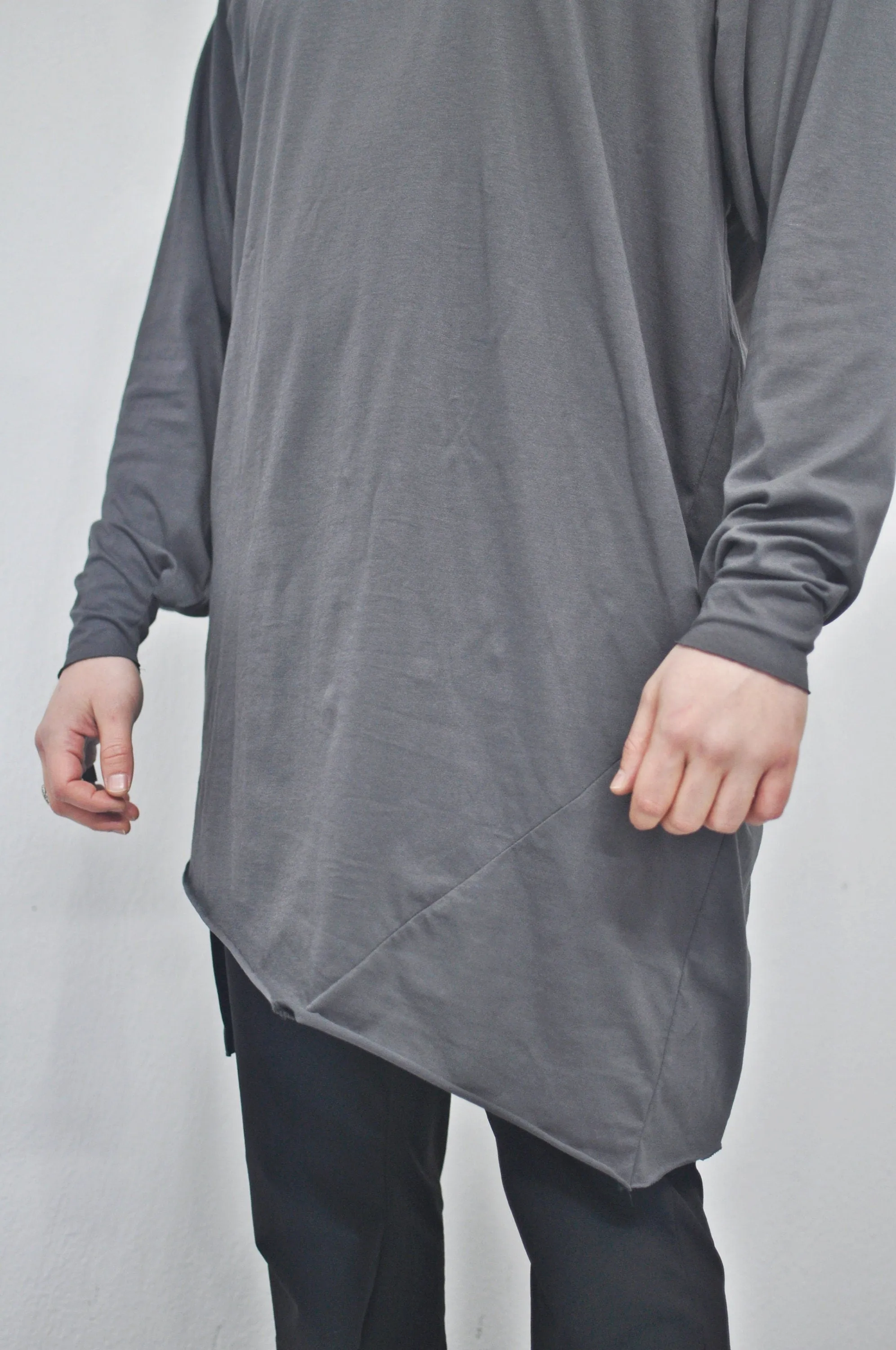 XS-8XL Men's Oversized Loose Overlong Teckwear Asymmetric Tshirt, Streetwear Men Extended Long Sleeve Shirt- BB496