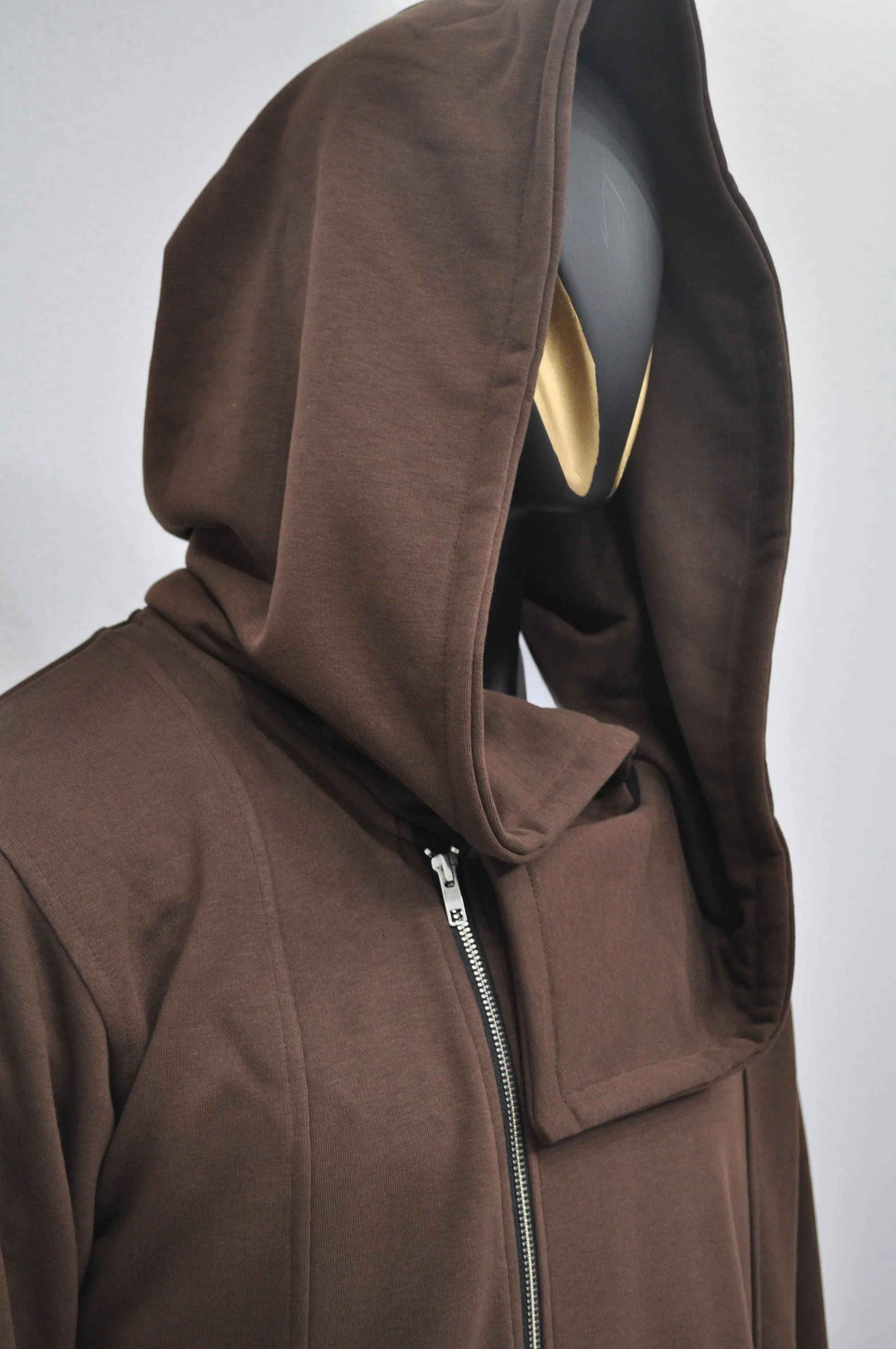 XS-8XL Overlong Oversized Essentials Hooded Full Zip Long Sleeve Hoodie,Thums Hole,AvantGarde Cardigan JACKET,Punk Anarchy, Futuristic-BB050