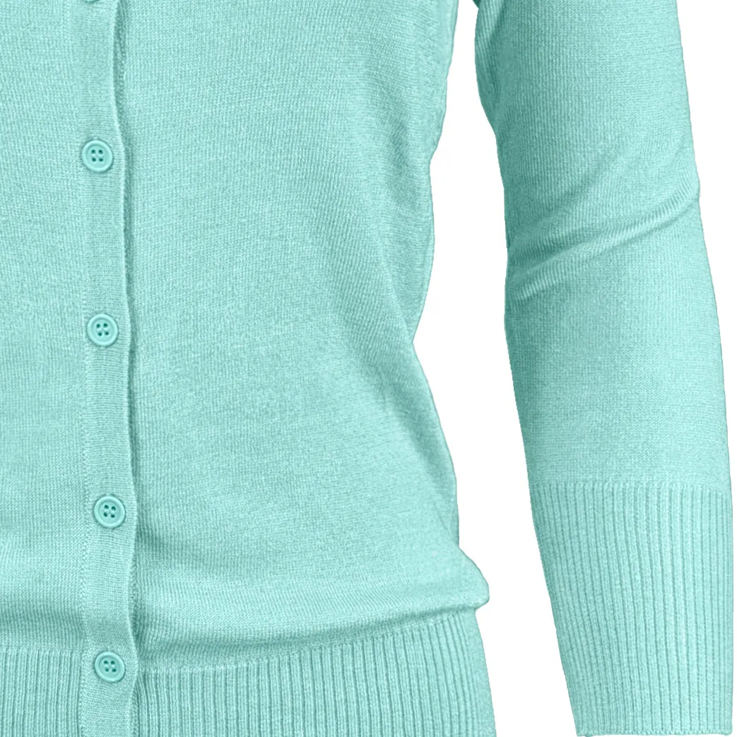 YEMAK Women's 3/4 Sleeve Crewneck Button Down Cardigan Sweater CO079 (S-L) Color Option (2 of 2)