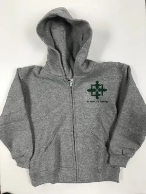 Youth Classic Zip Hooded Sweatshirt w/logo (grey or green)